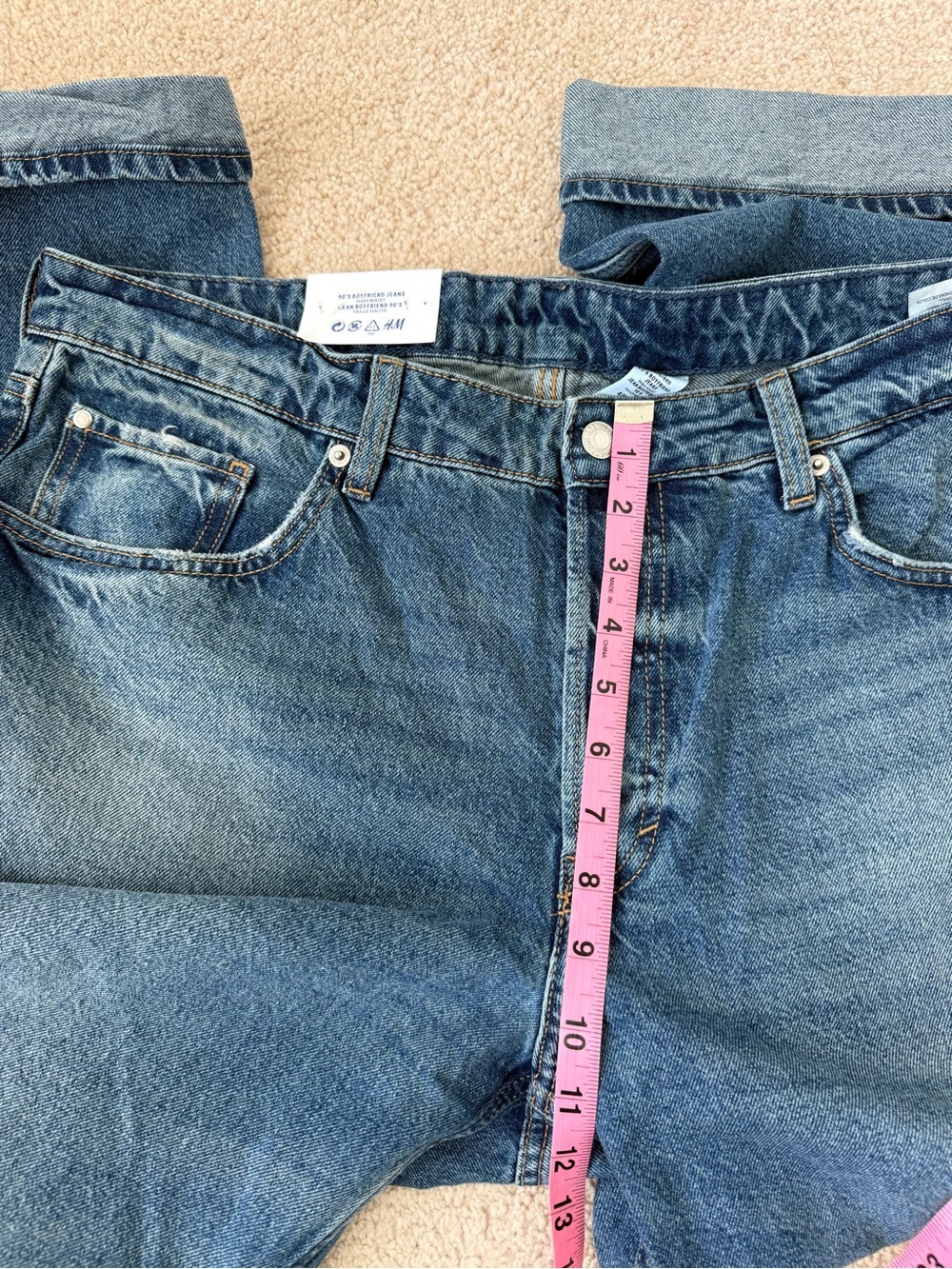 H&M Women's Faded Blue Boyfriend Jeans - Picture 8 of 10